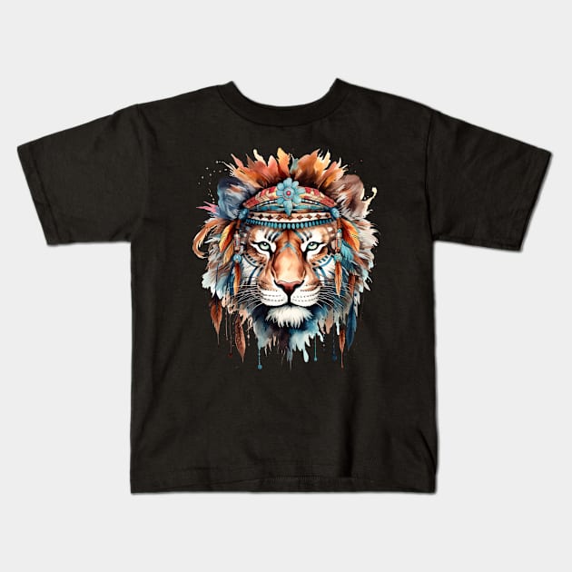 Watercolor Boho Tiger #1 Kids T-Shirt by Chromatic Fusion Studio